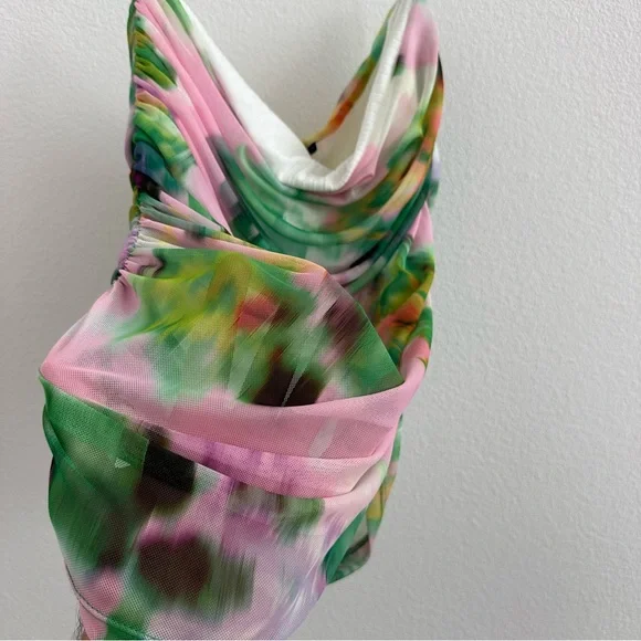 Zara Colorful Mesh Tulle Strapless Top Size: L - Picture 5 of 8
